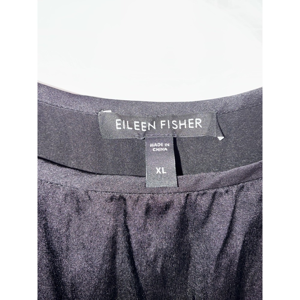 Eileen Fisher Tank Top Women's Size XL Black Silk Spandex Blend Sleeveless - Picture 2 of 6